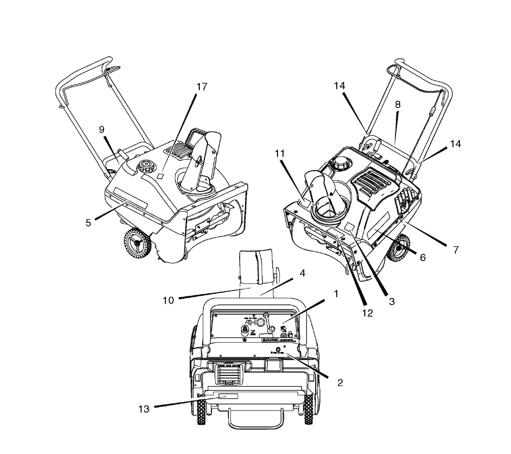 Decals Diagram and Parts List for 1695445-LP1695445-522E  Briggs and Stratton Snow Blower